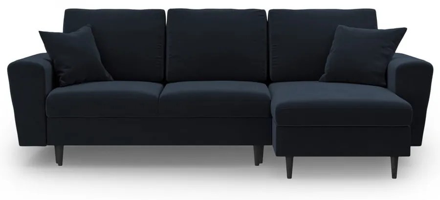 Тъмносин кадифен разтегателен ъглов диван с място за съхранение Kyoto – Cosmopolitan Design