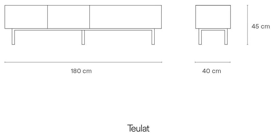 Бяла/естествена маса за телевизор от декор от дъб 180x45 cm Arista – Teulat