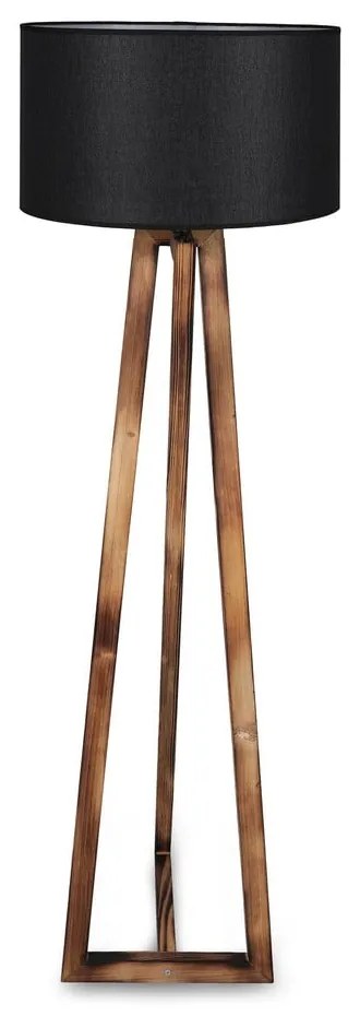 Черна/кафява подова лампа с текстилен абажур (височина 149 cm) Maçka – Opviq lights