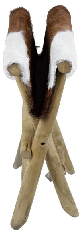 Кафява табуретка от тиково дърво Goatskin - Ego Dekor