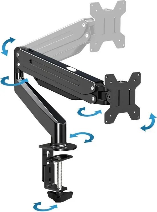Стойка за монитор Esperanza ERW019, 17"-27", За 1 монитор, Пружинен механизъм, VESA 75/100 mm, До 6 кг, Черен