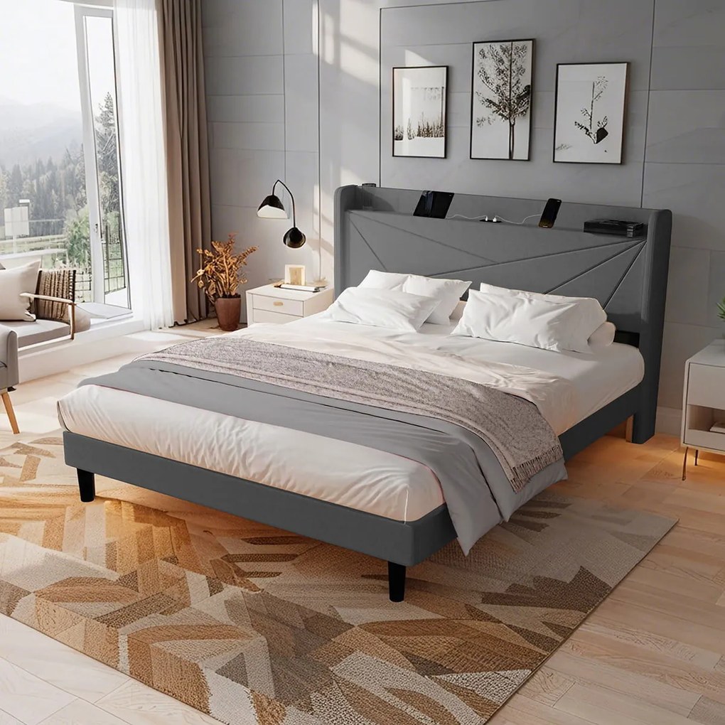 Тапицирано легло Ambrey-Сиво