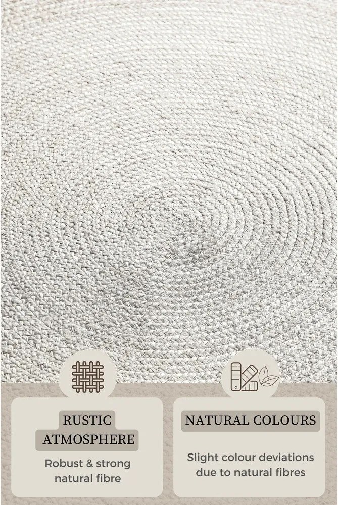 Бял двустранен/ръчно изработен ютен кръгъл килим ø 140 cm Braided – Hanse Home