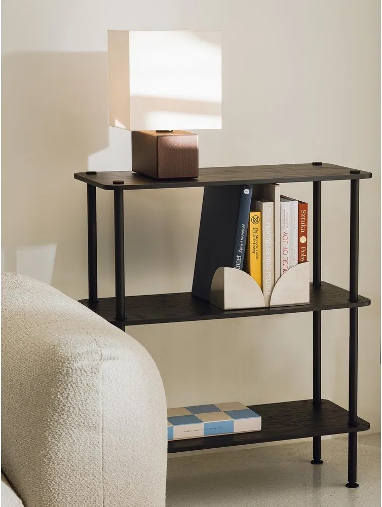 Черен стелаж от декор от дъб 80x90,5x35 cm Teidi – noo.ma