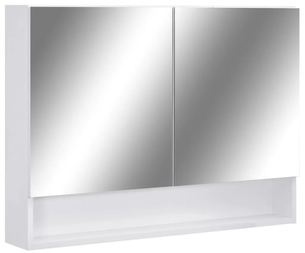 323604 vidaXL Шкаф с LED огледало за баня, бял, 80x15x60 см, МДФ