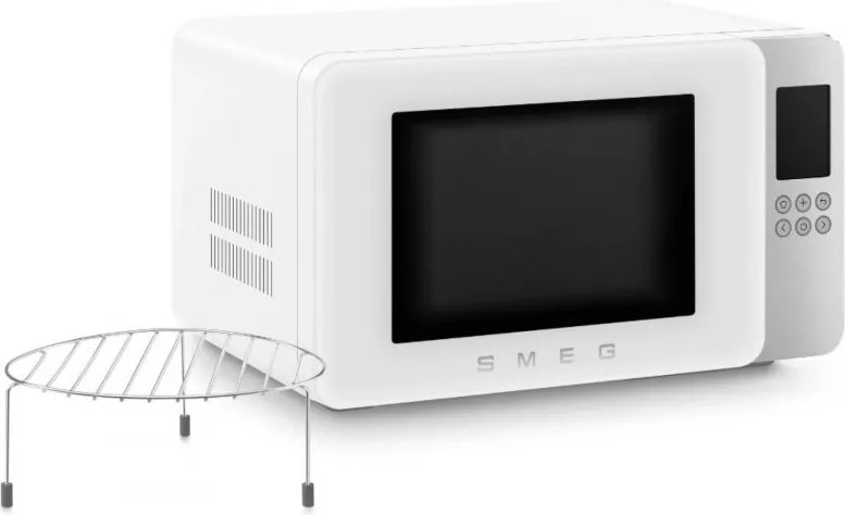 Микровълнова фурна с грил 4в1 SMEG Collezione MOC01WHMEU, 1900W, 29 л, 18 програми, Плавно затваряне, Звуков сигнал, LCD, Бял мат