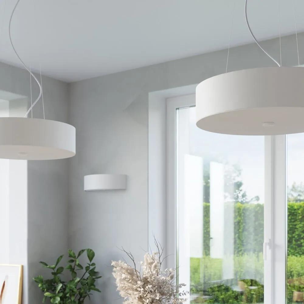 Бяло осветително тяло за таван с текстилен абажур ø 100 cm Herra – Nice Lamps