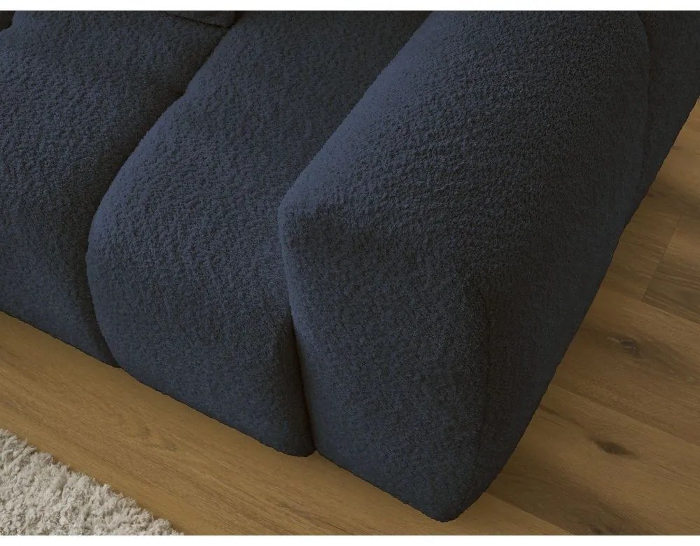 Син разтегателен ъглов диван с място за съхранение от букле (ляв ъгъл) Roxelane – Bobochic Paris