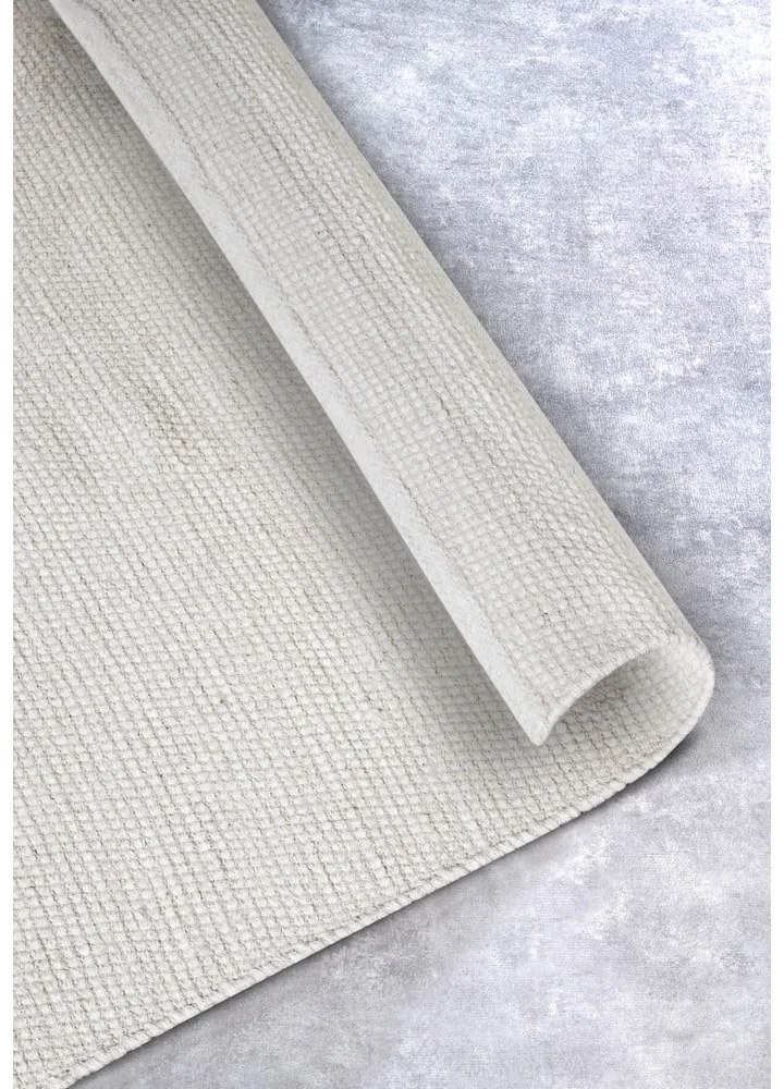 Кремав ръчно изработен килим със смес от вълна 60x90 cm Pradesh Natural White – Elle Decoration