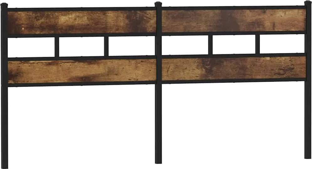 4017090 vidaXL Резервна табла за легло, опушен дъб, 193 см, желязо и инженерно дърво