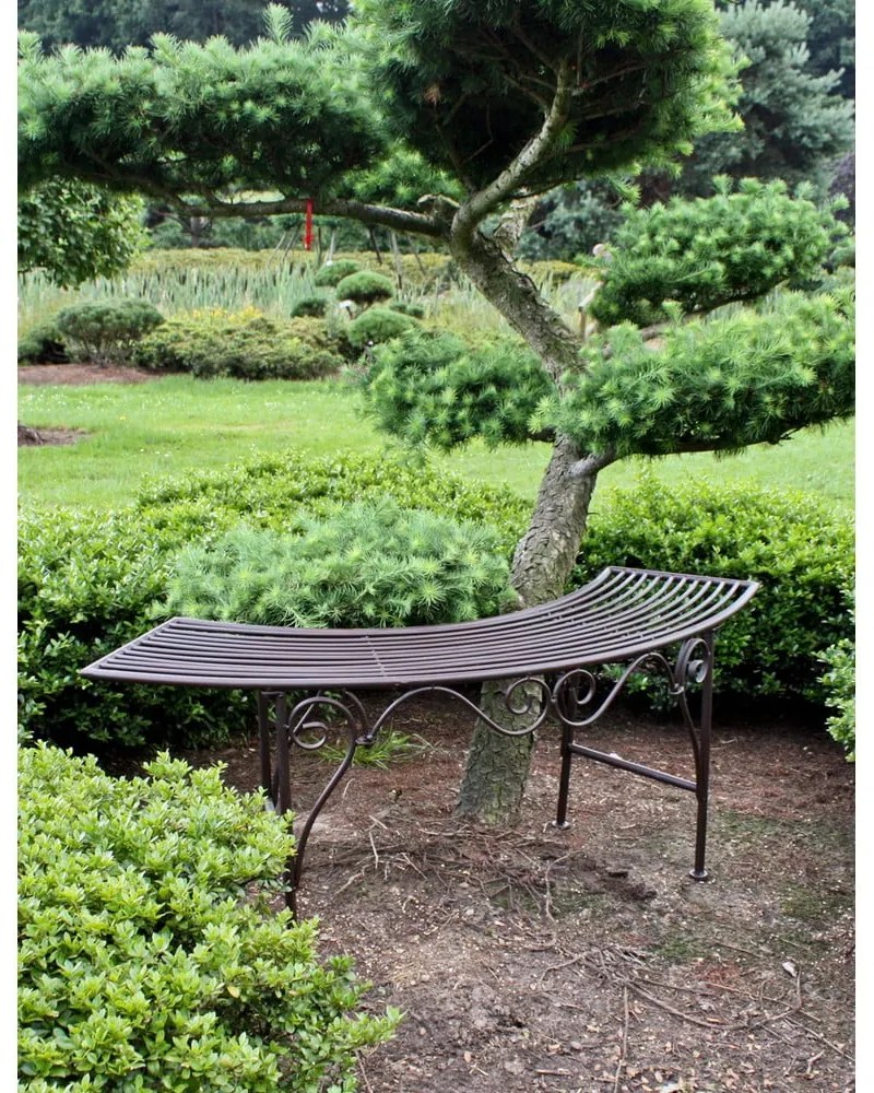 Черно-тъмнокафява метална градинска пейка Fuego – Garden Pleasure