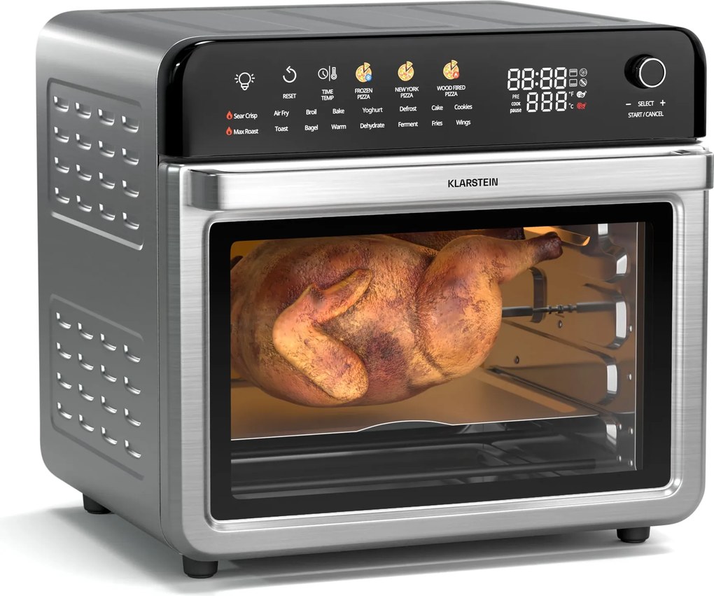 Klarstein AirGlaze Цифров фритюрник с горещ въздух, 2200 W, 19 програми, включително аксесоари, които могат да се мият в съдомиялна машина