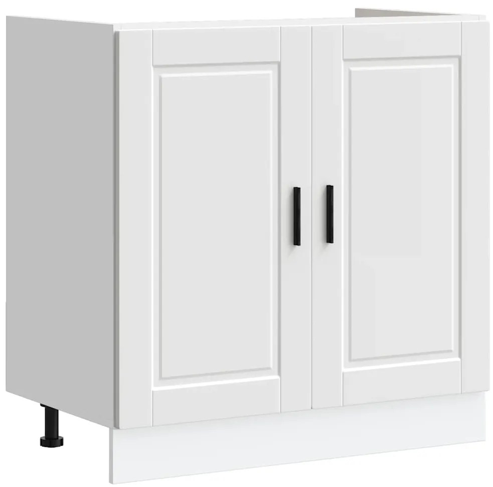 853927 vidaXL Шкаф за мивка, Porto, бял, 80x46x81,5 см, инженерно дърво