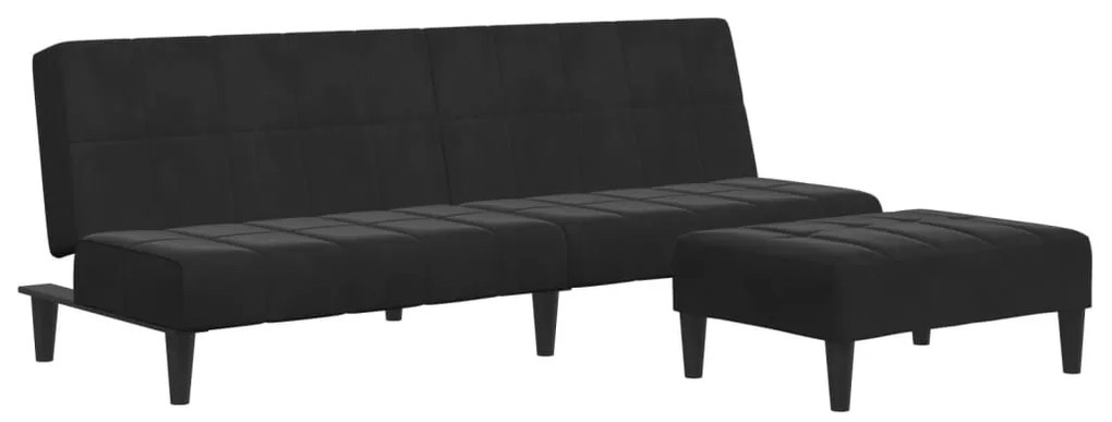 3258130 vidaXL 2-местно разтегателно канапе с табуретка, черно, кадифе