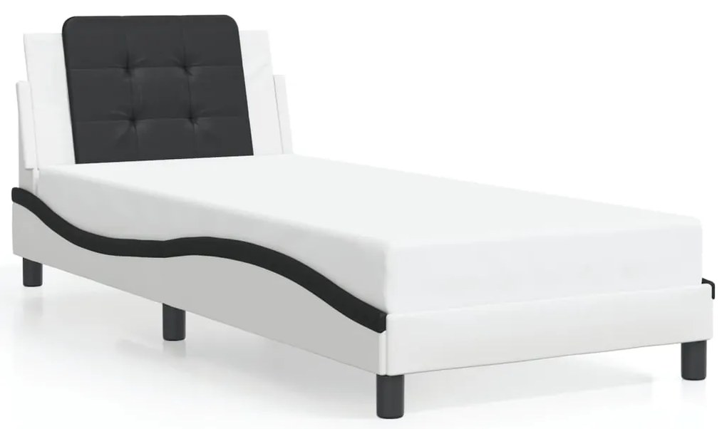 3208169 vidaXL Рамка за легло без матрак Zadar, бяла, черна, 100x200см, изкуствена кожа