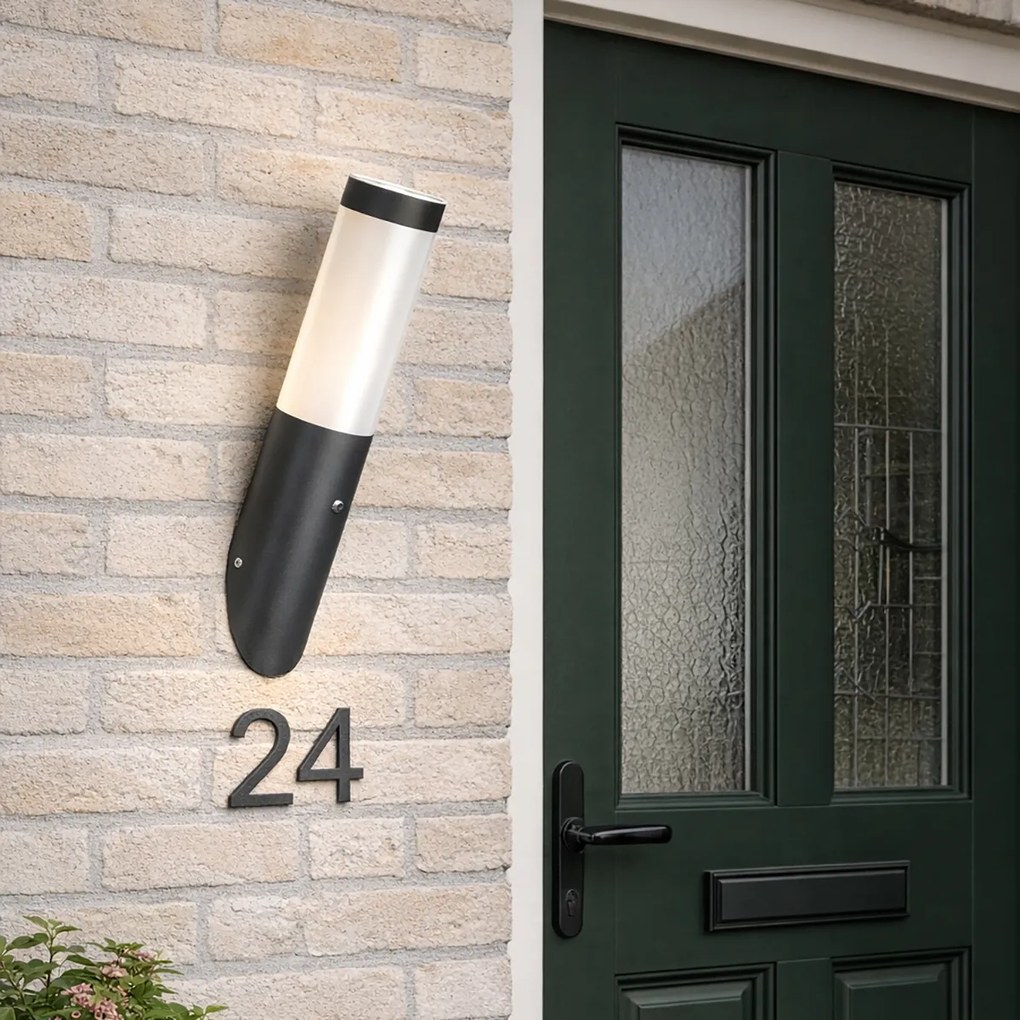 Модерна външна стенна лампа тъмно сива IP44 със сензор за здрач - Rox