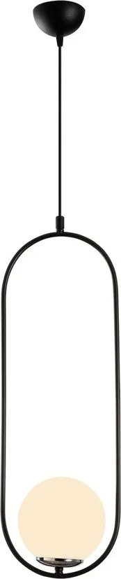 Черно-бял висящо осветително тяло със стъклен абажур Mudoni – Opviq lights