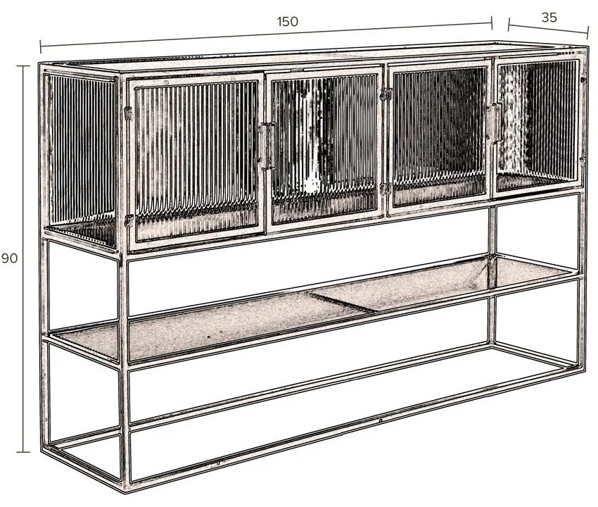 Черен метален шкаф 150x90 cm Boli - Dutchbone
