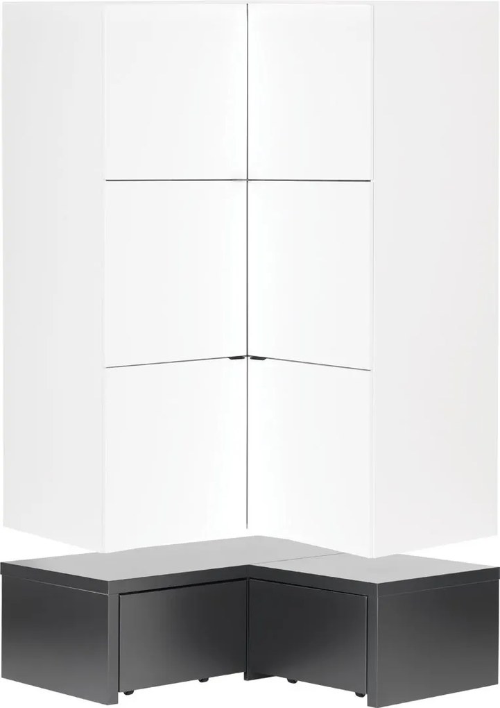 Гардероб Young Ъгъл with drawer-White - Black