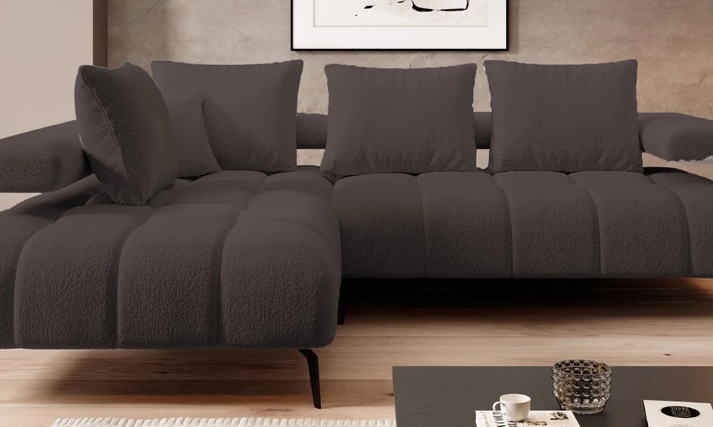 Ъглов диван Магнито-кафяв-десен