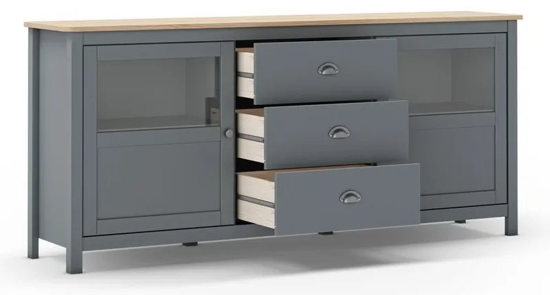 Скрин сиво-зелен от масивен бор 180x80x40 cm Misti – Marckeric