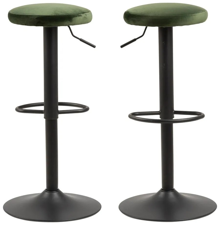 Зелен тапициран бар стол с регулируема височина (височина на седалката 62 cm) Finch – Actona