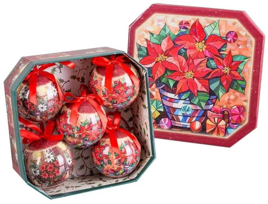 Коледни топки в комплект 5 бр. ø 7,5 cm Ponsetia Memory – Casa Selección