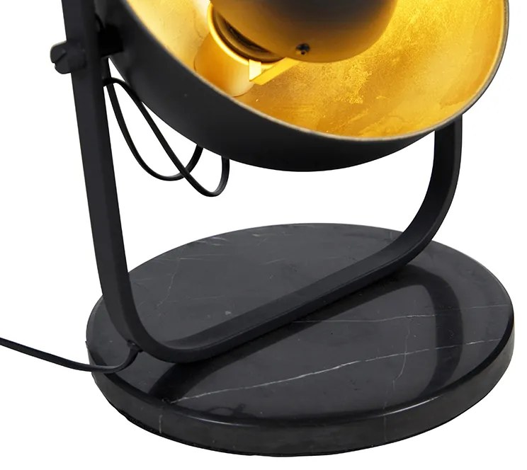 Индустриална подова лампа черна със злато 3-светлина - Magnax