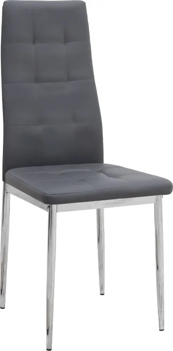 трапезен стол Rosa PU Leather в сив цвят с хромиран метален крак 41x48x98см.