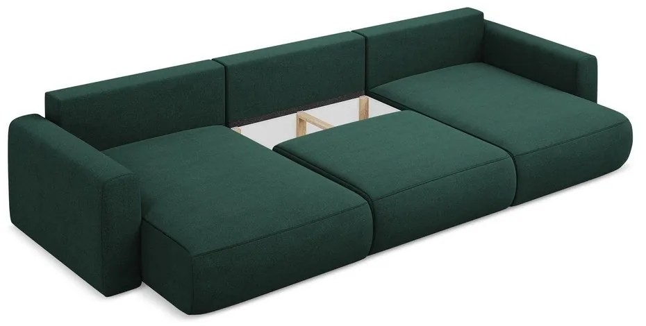 Зелен разтегателен ъглов диван с място за съхранение (U форма) Kapua – Makamii