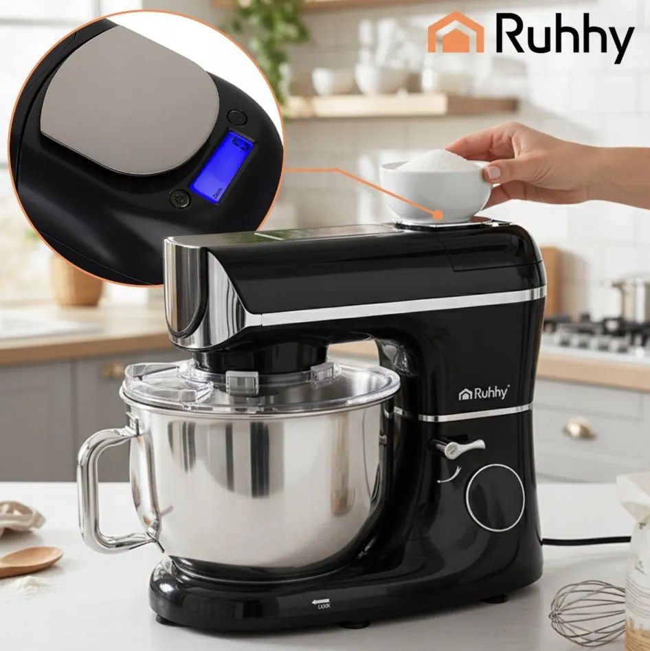 Планетарен кухненски робот Ruhhy 2000W с отопляема купа 5.5l, кантар, таймер