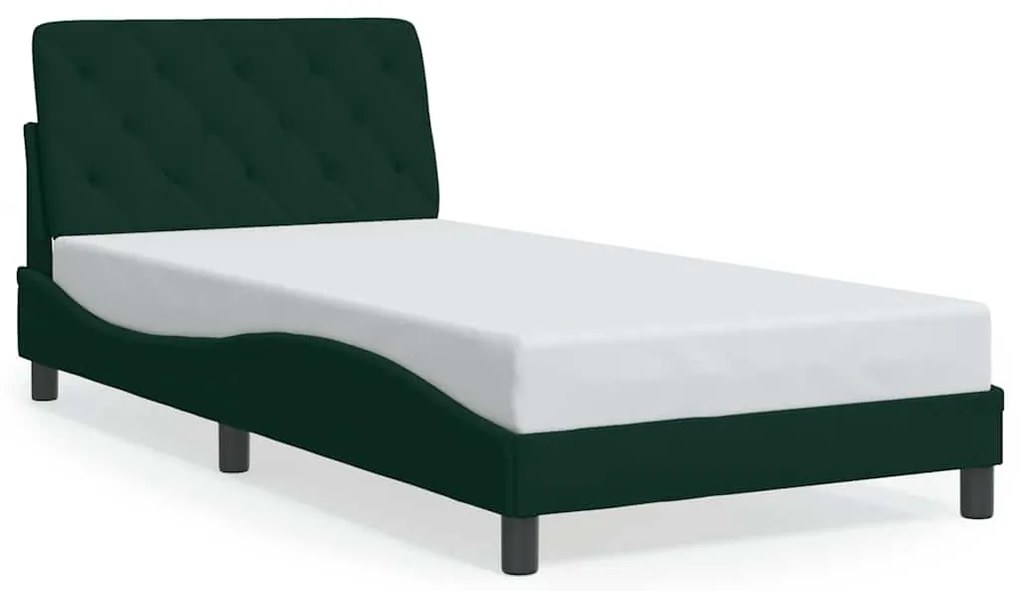 3207908 vidaXL Рамка за легло без матрак, тъмнозелена, 100x200 см, кадифе