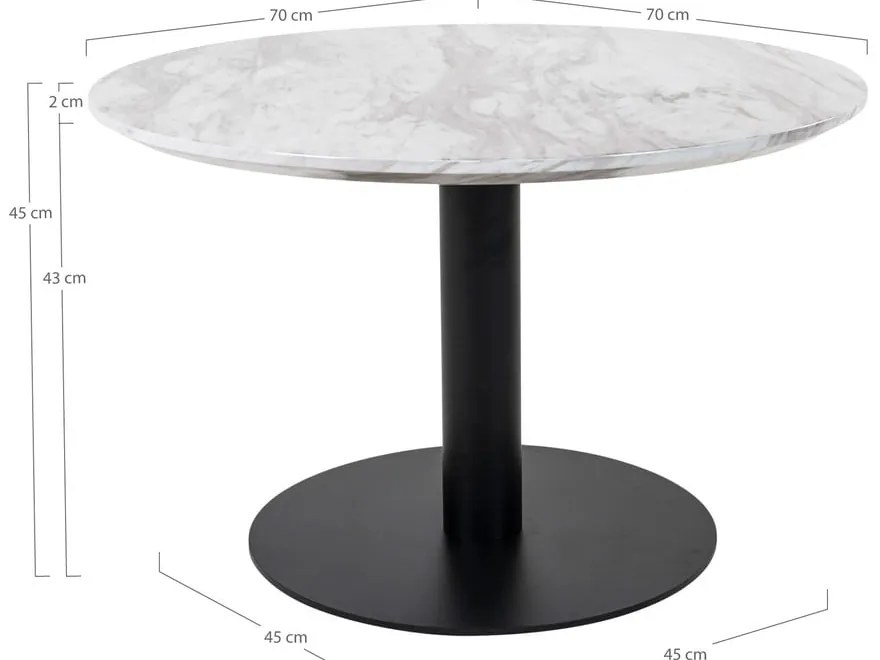 Бяло-черна кръгла масичка за кафе с мраморен плот 70x70 cm Bolzano - House Nordic