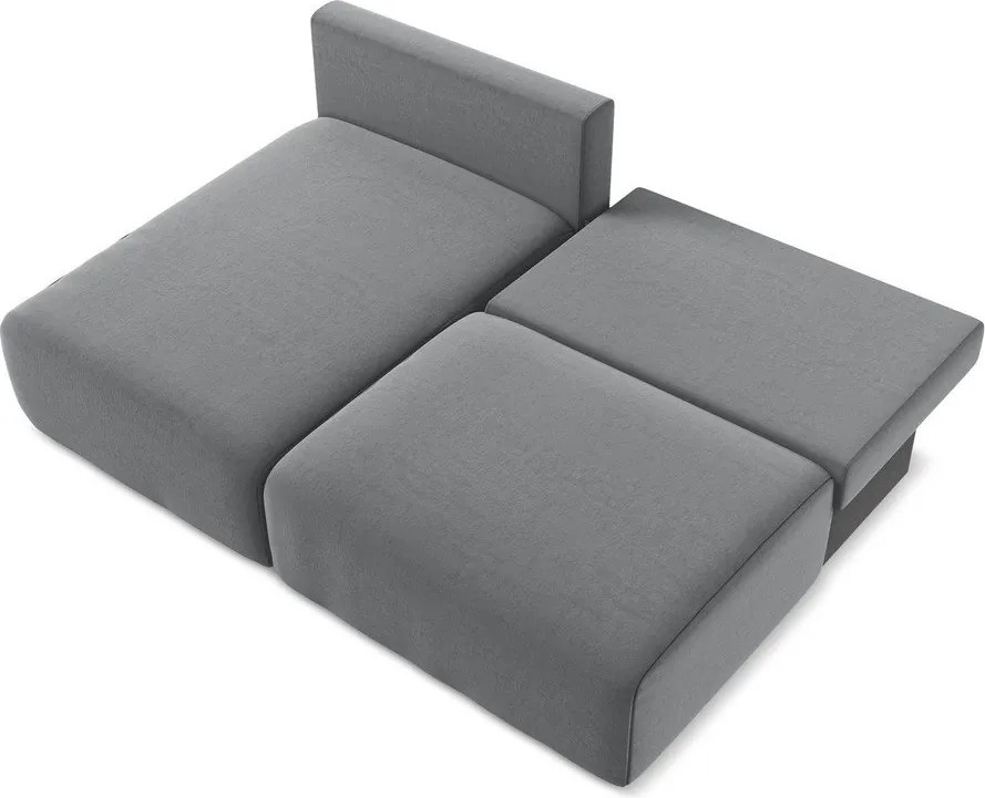 Сив кадифен сгъваем/с място за съхранение ъглов диван (ляв ъгъл) Kalena – Makamii