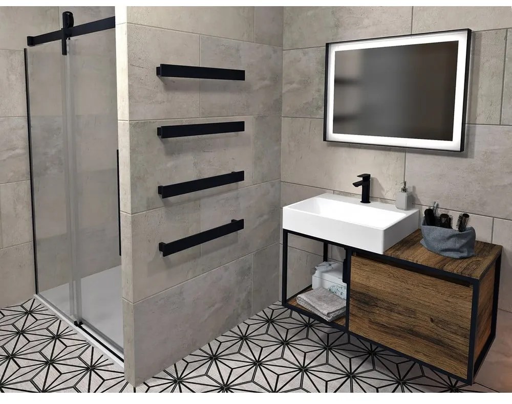 Матово черна стенна поставка за кърпи Patron – Sapho