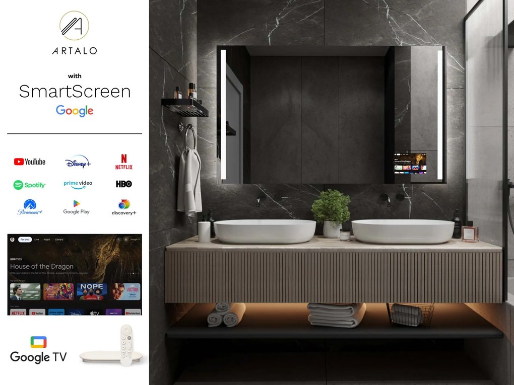 SMART огледало със светодиодно осветление M4 + SmartScreen with Google TV
