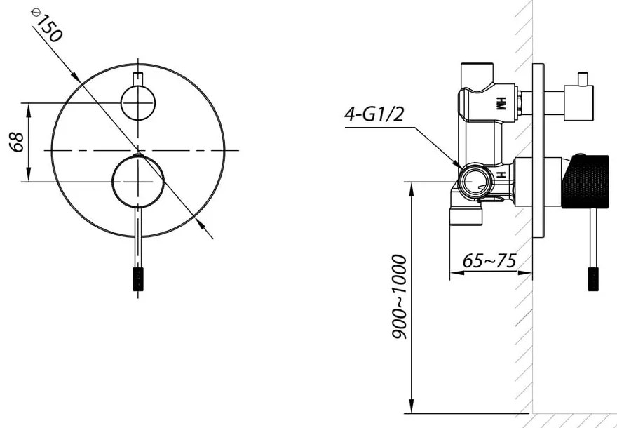 Вградена душ батерия в лъскаво-сребрист цвят (2 изхода) Solaris – Sapho