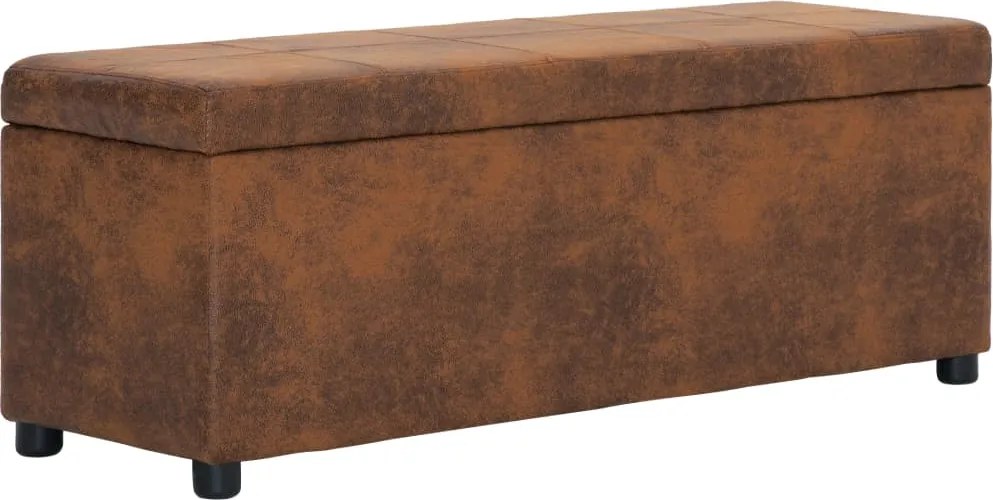 281315 vidaXL Пейка с отделение за съхранение 116 см кафява изкуствен велур