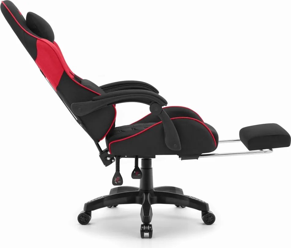 CABRO C501 геймърски стол с подложка за крака, до 150 кг, черен и червен