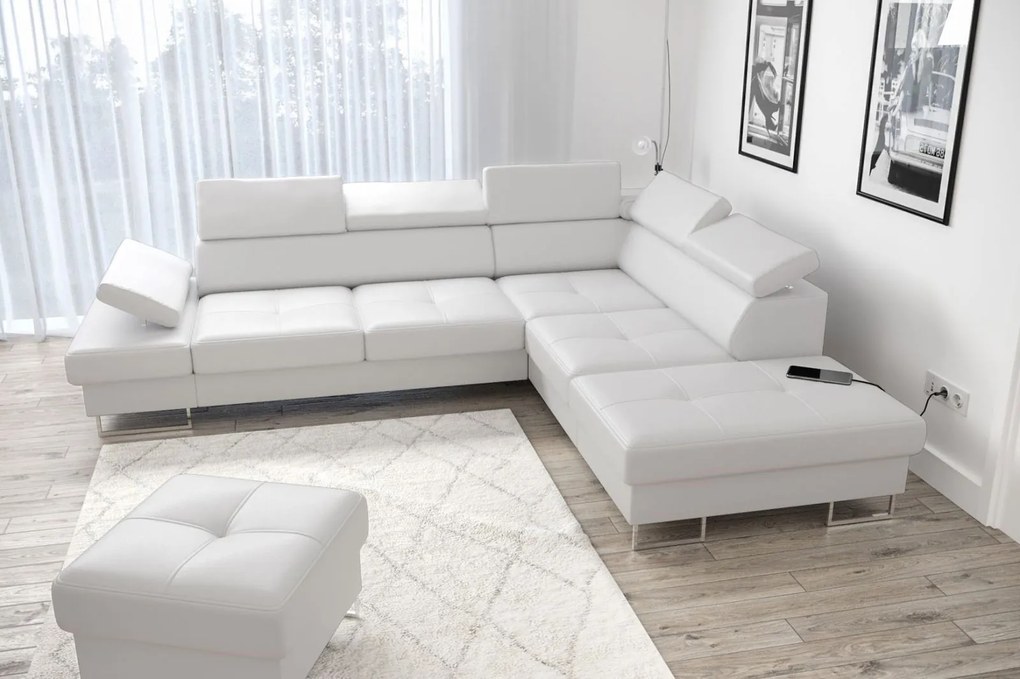 Ъглов диван Gelito LTHR-Leuko-Right