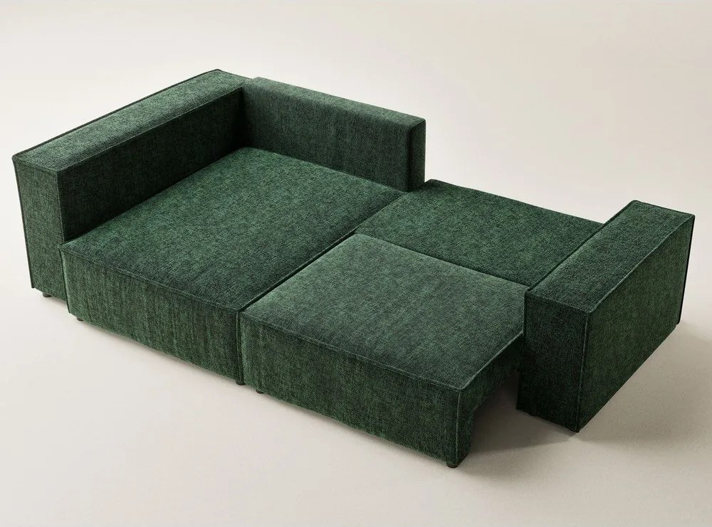Тъмнозелен шенилов сгъваем/с място за съхранение ъглов диван (ляв ъгъл/L форма) Tonga – Maison de Rêve
