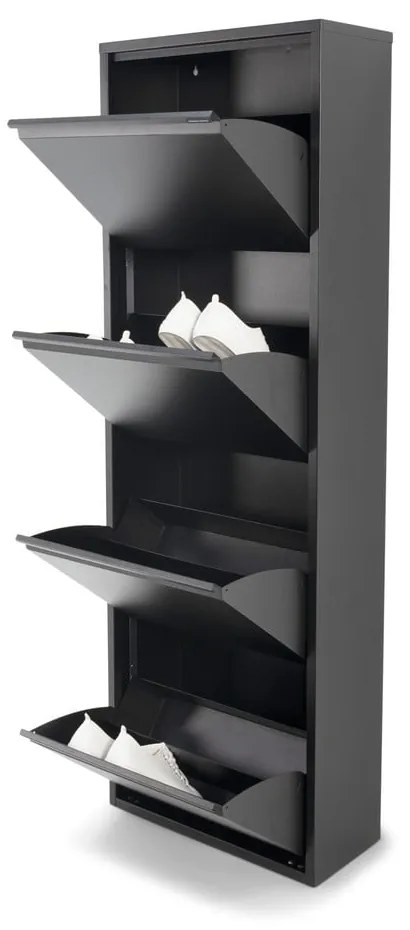 Черна метална накланяща се стойка за обувки 50x150x22 cm Billy – Spinder Design