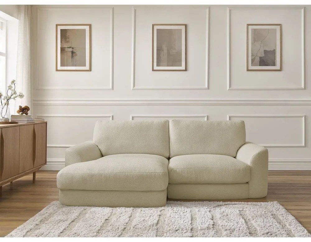Бежов ъглов диван от букле (ляв ъгъл) Leonore – Bobochic Paris