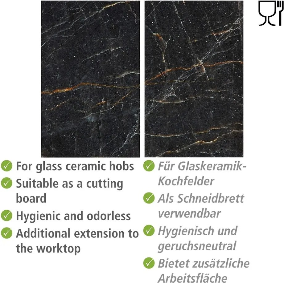 Капаци за печки от закалено стъкло в комплект от 2 броя 52x30 cm Marble - Allstar