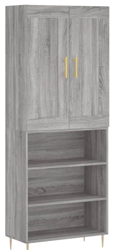 3200063 vidaXL Висок шкаф, сив сонома, 69,5x34x180 см, инженерно дърво