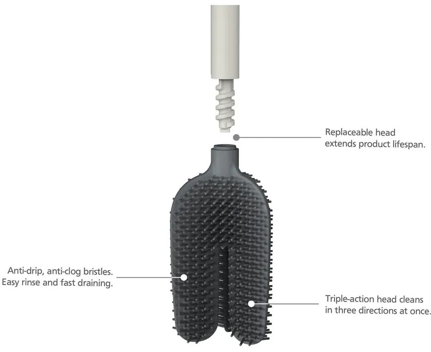 Четка за тоалетна от неръждаема стомана в сребрист цвят Flex - Joseph Joseph