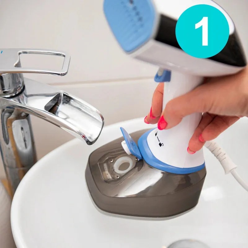 Уред за гладене с пара First Austria FA-5647-2, 1400W, 320 мл, 2 нива до 25 г/мин, Сухо гладене, Бял/син