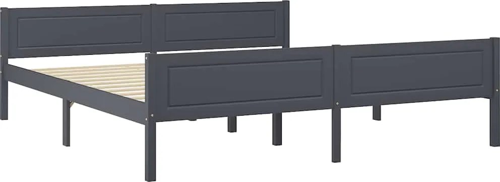 322129 vidaXL Рамка за легло, борово дърво масив, сива, 180x200 см