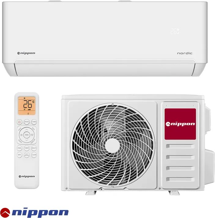 Инверторен климатик Nippon NPC 18 T-PRO NORDIC, 18000 BTU, 35 м2, A+++/A++, R-32, Бял