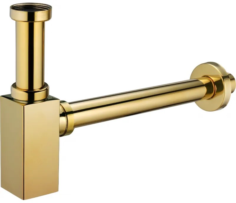 Mexen квадратен полусифон за мивка, златен - 79960-50
